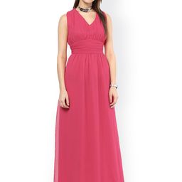 La Zoire Women Pink Solid Maxi Dress-image-12