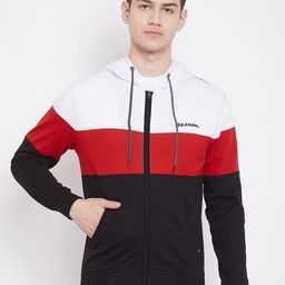 Adobe Men Black & Red Colourblocked Hooded Sweatshirt-image-36