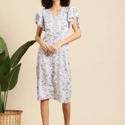 Mast & Harbour Floral Print Cut-Out Back A-Line Midi Dress-picture-11