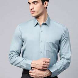 DENNISON Men Blue Pure Cotton Smart Slim Fit Solid Formal Shirt-image-51