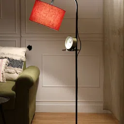 SANDED EDGE Orange Arc Floor Lamp with One Shelf image 2