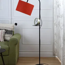 SANDED EDGE Orange Arc Floor Lamp with One Shelf image 4