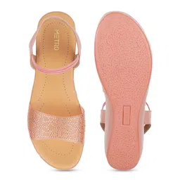 Metro Embellished Open Toe Wedges With Backstrap image 5
