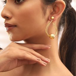 Rubans 18K Gold Plated Textured Ball & Multi-Strand Dangle Earrings-51