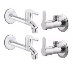 Flockidos Bathroom Faucet Set Stainless Steel Chrome Finish Silver, FG232 ( Pack of 4)-image-98