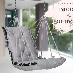 Swingzy Grey Square Shaped Hammock Swing With Cushion image 2