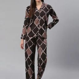 Cation Dark Brown Printed Shirt With Pyjamas-image-63