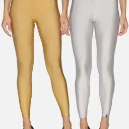 TWIN BIRDS Golden & Silver Ankle Length Leggings - Pack Of 2-image-105