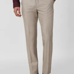 Peter England Mid Beige Slim Fit Trousers-picture-15