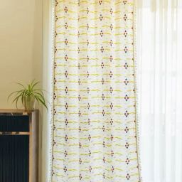 Urban Space Printed Yellow & White Cotton 8 FT Boho Long Door Curtain-11