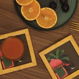 ICRAFT Multicolor Mdf Gajraj Series Framed Coasters - Set of 2 image 2