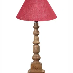Aura Pink Wood Traditional Frusturical Shaped Table Lamp-15