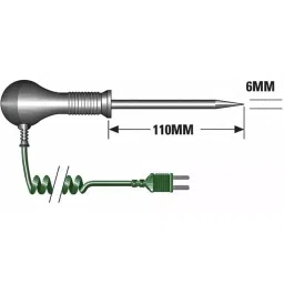 RS PRO K Needle Temperature Probe, 100mm Length, 6mm Diameter, +250 °C Max, With SYS Calibration Model No 2020873 image 4