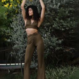 PRIZO Olive Crop Top With Trousers-picture-11