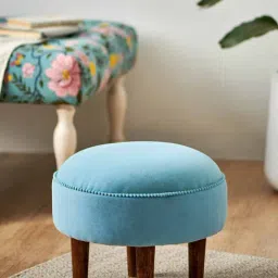 Chumbak Begum Solid Green Wood Foot Rest Ottoman-image-24