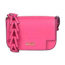 KLEIO Croco Mini Pink Small Leather Shoulder Handbag-14