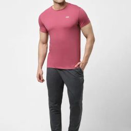 Jack & Jones Pink Regular Fit Cotton Lounge T-Shirt-image-8