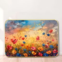 Myntra Elegant Homes Yellow & Blue Wooden Sunset Bloom Field Wall Art-image-48