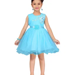 Sangria Girls Floral Embroidered Fit & Flared Dress-image-33