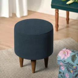 Chumbak French Sailor Solid Blue Wood Ottoman-image-18
