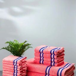 Nautica Vintage Crew Stripe Coral Cotton 500 GSM Super Soft Zero Twist Towel Set - 14 Pcs-picture-21