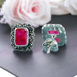 Taraash 92.5 Sterling Silver Pink CZ Stud Earrings For Women-image-117