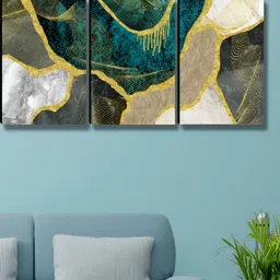 Myntra Elegant Homes Blue & White 3 Pieces Abstract Wall Art-12