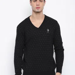 U.S. Polo Assn. Men Black Self Design Pullover-picture-32