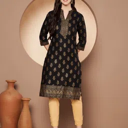 Poshak Hub Women Paisley Printed Festive Cotton Straight Kurta-picture-27