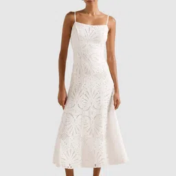 Forever New Women Floral Embroidered Shoulder Straps Fit & Flare Midi Dress-31