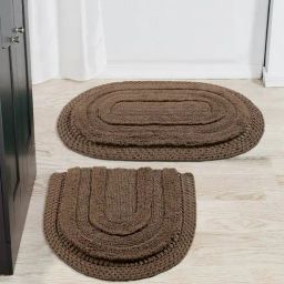 Saral Home BERA Woven Brown Cotton Bath Mat (Set of 2)-47