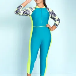 Aarika Girls Leaf Printed Round Neck Legsuit-image-45