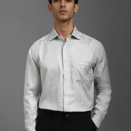 Louis Philippe Men Classic Spread Collar Micro Checked Cotton Formal Shirt-picture-44