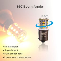 SIMTAC 3 Year Warranty 360° Reflecting LED Indicator Bulbs | Handmade | Retrofit (Amber, CROSS PIN) image 4