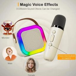 WISHKEY Mini Bluetooth Speaker with Wireless Karaoke Mic, in-Built USB Rechargeable Battery with Music and Light Effects, Portable Bluetooth Connectivity Speaker (Blue, Pack of 1) image 3