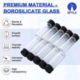 SPYLX Clear Borosilicate Glass Vials, Culture Tubes with Screw Caps and Plastic Droppers, Small Liquid Sample Vial, Test Tubes, Leak-Proof Vial (10, 5ml) image 5