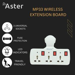 Aster 3+3 Universal Multi Plug Socket Extension Board, Power Adapter with Individual Switches and Fuse Protection 240 Volt (White) image 2