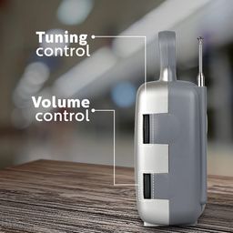 Philips Portable Radio RL118/94 3-in-1 Power Source (Li-ion Rechargable Battery, 3V DC & 230V AC), FM/AM Radio, 200mW RMS Sound Output, Telescopic Antenna, Manual Tuning image 5
