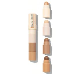 huda zone 4-in-1 Makeup Contour Concealer Stick: Combines Highlight Shimmer Highlight Matte,and Bronzer in one compact stick. image 1