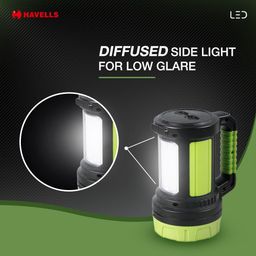 Havells 10W Led Torch|Energy Efficient|Lithium-Ion Battery|Diffused Side Light for Low Glare|Ultra Bright|Upto 6 Hours Runtime|Made in India|(Outrider)|Pack of 1, Green image 2