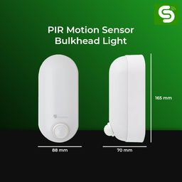esysense PIR Motion Sensor Bulkhead Light, Motion Detection Range Up To 9M (Max), Outdoor Motion Sensor Light, Auto On off light, Water proof (IP65) | 10W | 6500K | Pack of one (ESY-L16EXP) image 2