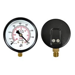 "Ji" Japsin Instrumentation - Commercial Vacuum Gauge, 2 1/2" Dial, Range -760 mmHg to 0 with Dual Scale of -30 inHg to 0, Direct Mounting Bottom Entry, 1/4" BSP Connection, MS Case & Brass Internals image 2