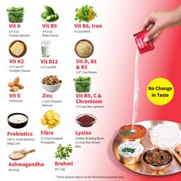Good Monk Healthy 50+ Nutrition Mix For Seniors (Add To Food): Multivitamins, Probiotics, Fibre & Ashwagandha. Includes Vit. B12, C, D, Biotin, Iron & Zinc - 30 Sachets, 1 count, 71.4 grams image 5