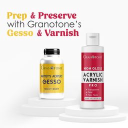 GRANOTONE Acrylic Gesso White 100 ml & High Gloss Varnish 100 ml Combo - Premium Art Supplies for Artists - Perfect for Priming Canvas & Adding Shine - Fast Drying & Durable Finish image 2