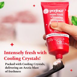 Perfora Super Fresh Toothpaste -100g, With Cooling Crystals | Helps Prevent Bad Breath | SLS Free Toothpaste For Adults | Enamel Safe Teeth Whitening Tooth paste | Formulated With ImerCare Perl White image 2