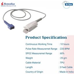 dr diaz Dr.Diaz Spo2 Probe Compatible with Multipara Monitor Adult, Pediatric, Neonatal (5 Para) image 3