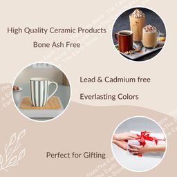 The Earth Store Grey Stripe Coffee Mug - 420ml Each Capacity, Microwave and Dishwasher Safe, Ceramic Coffee Mug for Every Occasion (Set of 2) image 5