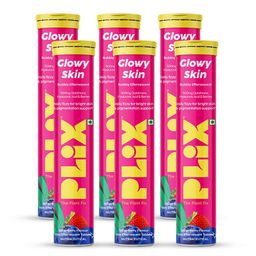 the plant fix plix PLIX - THE PLANT FIX Glutathione Tablets With Vitamin C For Clear And Youthful Skin (Pack Of 6, Strawberry) | 90 Collagen Supplements |500mg L-Glutathione, Vitamin E And Hyaluronic Acid image 1
