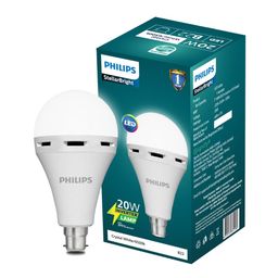 PHILIPS 20W Emergency Bulb|Rechargeable Emergency Bulb for Power Cuts|Backup : upto 3hrs,Crystal White,Pack of 1, b22d, LED image 1