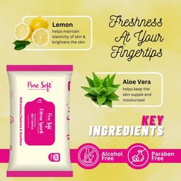 Pure Soft Citrus Spark Refreshing Wet Wipes 25N Each - Pack of 5 | Wet Wipes for Face with Lemon Extract & Aloe Vera Extract | Makeup Remover Wipes | Hydrating, Refreshing, Soothing | Paraben & Alcohol Free image 5